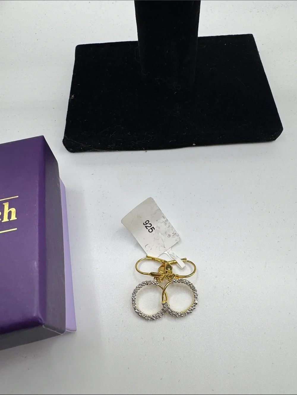 Gold and Clear Crystal Key Ring with Double Hoop Charms